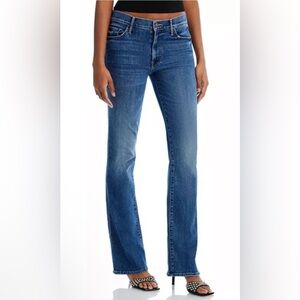 MOTHER The Outside Ankle Mid Rise Bootcut Jeans in Dark And Stormy Night 25